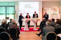 (v.l.n.r.) Die Hauptrollen: Prof. Dr. Christopher Stehr, German Graduate School of Management & Law, Heilbronn; Cornelia Frank, Baden-Württemberg International, Stuttgart; Karsten Fuchs, ebm-papst Mulfingen GmbH & Co. KG, Mulfingen; Martin Kalhöfer, Germany Trade & Invest, Berlin
