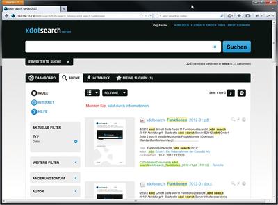 xdot search: Ergebnisliste