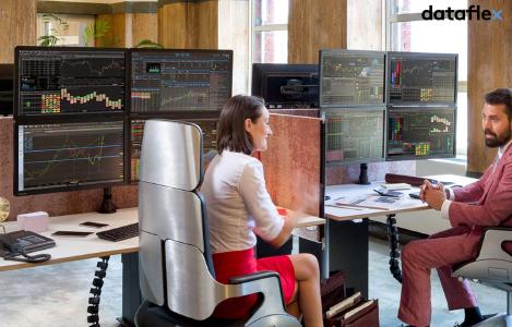 Dataflex Mehrfach Monitor Halterung Anwendung Finanzsektor