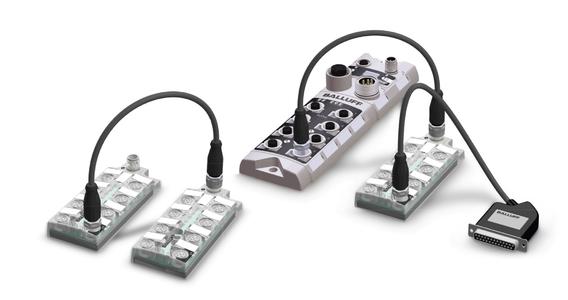 An den IO-Link-Sensor-/Aktorhub mit Erweiterungsport lässt sich ein kompletter Ventilstecker oder ein weiterer Sensorhub anschließen