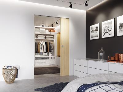 Ob für 40 oder 80 Kilogramm schwere Schiebetüren – das GEZE Beschlagsystem Rollan 40 und 80 NT steht für Interieur-Design der neuen Generation / Foto: GEZE GmbH