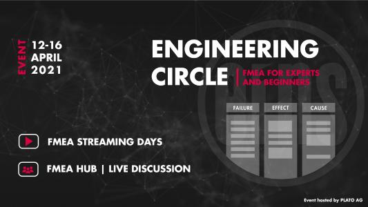 In dieser digitalen Veranstaltung können Sie sich während der FMEA Streaming Days rund um das Thema FMEA informieren.
Wir stellen Ihnen zwischen dem 12. und 16. April 2021 kostenfrei eine Auswahl an informativen Webinar-Aufzeichnungen zur Verfügung und einen exklusiven Zugang zum internationalen FMEA Hub. Dort können Sie sich mit den Referenten/-innen sowie weiteren FMEA-Interessenten austauschen.