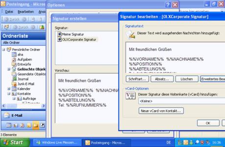 Verteilung rechtskonformer, zentral definierter Signaturen, Briefpapiere und Sicherheitseinstellungen mit Outlook©
