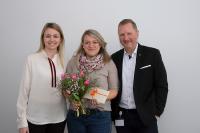 v.l.n.r.: Silke Schmidt (Personalreferentin HFO Gruppe), Lisa Geipel, Achim Hager (CEO HFO Gruppe)