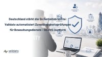 Deutschland: Validato automatisiert Zuverlässigkeitsprüfungen für Bewachungsdienste – gesetzeskonform & DSGVO-konform. Validato ermöglicht Sicherheitsunternehmen in Deutschland, Österreich, der Schweiz und dem Vereinigten Königreich, gesetzliche Zuverlässigkeitsprüfungen, Lizenzvalidierungen und Subunternehmer-Screenings effizient und revisionssicher zu erfüllen.
