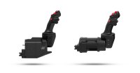 In die Entwicklung der zweiten Generation des Lenkjoystick LPR-3020 (im Bild rechts; links zum Vergleich die erste Generation, LPR-2515) hat FSG viele Anregungen und Wünsche von Kunden einfließen lassen, das Gehäuse ist weniger voluminös, die Betriebsgeräusche konnten deutlich reduziert werden.