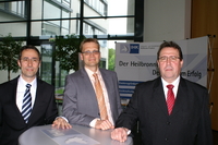 v.l.n.r.: Raffaele Contu, Kreissparkasse Heilbronn; Michael Rieger, Bürgschaftsbank Baden-Württemberg; Hartwig Bachert, L-Bank Baden-Württemberg