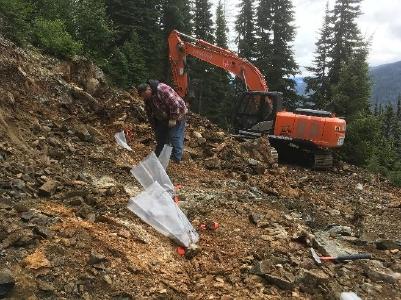 Sampling at Railroad Creek prospect