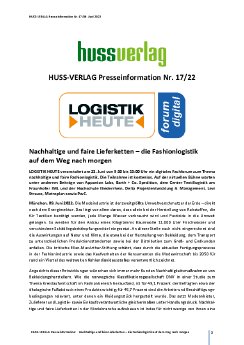 Presseinformation_17_HUSS_VERLAG_LOGISTIK HEUTE-Forum Nachhaltige und faire Lieferketten – die F.pdf