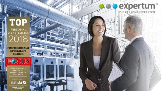 expertum wurde zum „TOP Personaldienstleister 2018" ausgezeichnet