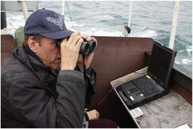 Rugged notebook in use on high see