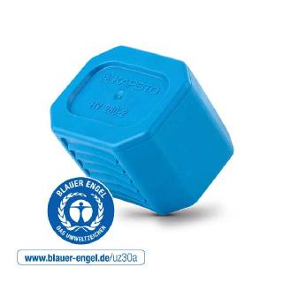 Ausgezeichnet: Das für die neue HV-Steckerabdeckung GPN 385 verwendete ressourcenschonende PCR-PE trägt das Umweltzeichen Blauer Engel