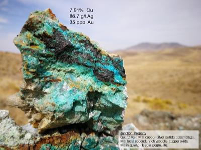 Kupfer- und Silbersulfidmineralisierung; Foto: VR Resources