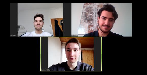 Ali Karami, Emil Hopf und Christian Miller studieren Informatik an der Hochschule Aalen und haben die App "Helpy" konzipiert und programmiert / Bildnachweis: © Hochschule Aalen | Ali Karami