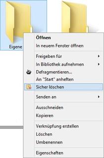 Dateien über das Kontextmenü sicher löschen