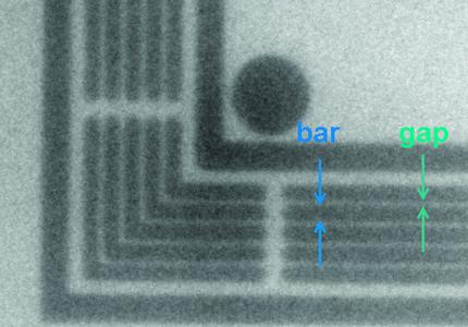 150 nm gap clearly visible in the X-ray image