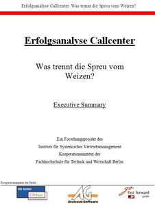Callcenter Studie Deckblatt