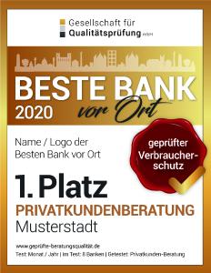 Bankentest Beste Bank Vor Ort Im Jahr 2020 Fokus Auf Verbraucherschutz Gesellschaft Fur Qualitatsprufung Mbh Pressemitteilung Pressebox