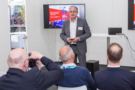 SBB Cargo CEO Nicolas Perrin beim traditionellen Medienfrühstück am 11. Mai auf der transport logistic 2017 in München