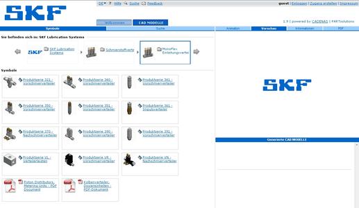 Der Elektronische 3D CAD Produktkatalog der SKF Lubrication Systems Germany AG basierend auf der CADENAS eCATALOGsolutions Technologie