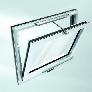 Öffnungsweiten von maximal 800 mm bzw. 1000 mm bei Dachfenstern und ein Öffnungswinkel von bis zu 60° bzw. 75° bei Dachfenstern ermöglichen einen hohen Nutzerkomfort bei der täglichen Lüftung. (c) Schüco International KG