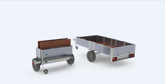 Macht schon in der Konstruktion einen guten Eindruck: SOLIDWORKS Rendering des faltbaren Anhängers von MuSchu