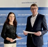  IHK-Hauptgeschäftsführerin Elke Döring mit dem stellvertretenden Hauptgeschäftsführer Christof Geiger bei der Pressekonferenz heute Vormittag