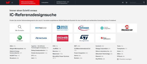Startseite der Referenzdesign-Suche (Bildquelle: Würth Elektronik)
