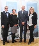 Die Juroren beim Finanzierungsfinder: v.l.: Michael Rieger (Bürg-schaftsbank/MBG), Daniela Brumm (L-Bank), Günter Gosolits (Kreis-sparkasse Heilbronn) und Sigrid Rögner (venture forum neckar) / Foto: Carolin Schwarzer (IHK)