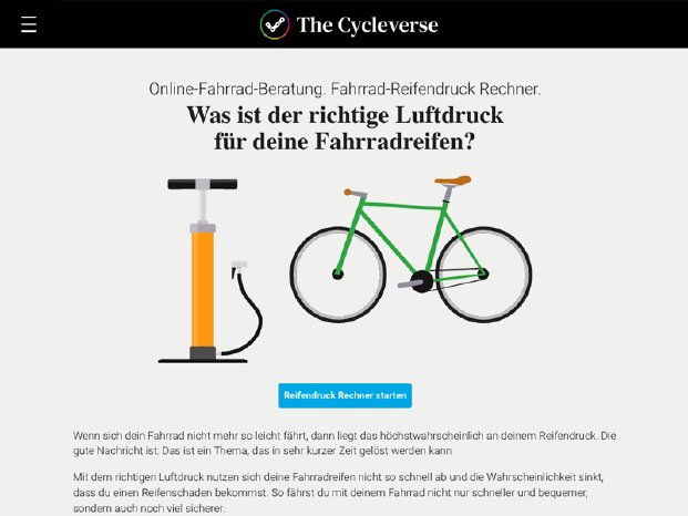 The Cycleverse Fahrrad-Reifendruck-Rechner Startseite.jpg