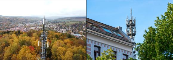 Mobilfunkstationen in Stadt und Land