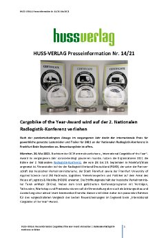 Presseinformation_14_HUSS_VERLAG_Cargobike of the Year-Award wird auf der 2. Nationalen Radlogis.pdf