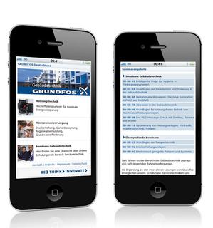 Grundfos pressebild Schulungsangebot online auf Smartphone