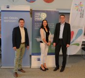 Bei der Vorstellung des Wirtschaftslageberichts der IHK Heilbronn-Franken für das 1. Quartal 2022 (von links): Marcel Stephan, Wirt-schaftsförderer der Stadt Bad Mergentheim, IHK-Hauptgeschäftsführerin Elke Döring und Christof Geiger, Stv. IHK-Hauptgeschäftsführer / Foto: Carsten Müller