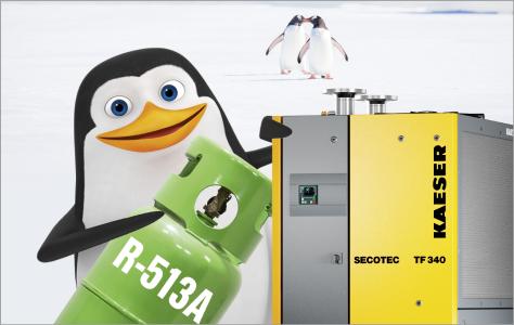 R-513A refrigerant offers the most future-proof operating solution for refrigeration dryers. All KAESER refrigeration dryers will use this environmentally-friendly and safe alternative by the end of 2019