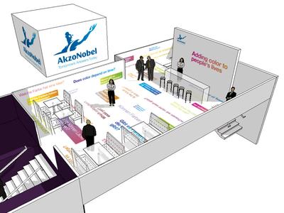 rheinfaktor aus Köln gestaltete die Messe-Lounge von AkzoNobel