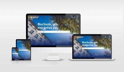 Attraktiv und einfach zu bedienen auf jedem Gerät: Die Startseite des neuen Stadtportals der Stadt Bochum unter www.bochum.de
