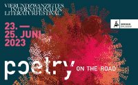 Das Bild zeigt einen Auschnitt vom Plakat. Das Internationale Literaturfestival ›poetry on the road‹ wird von der Hochschule Bremen (HSB) und Radio Bremen veranstaltet. Es ist seit vielen Jahren fester Bestandteil des Bremer Kulturlebens