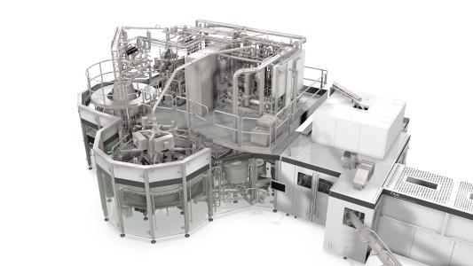 KHS now supplies the linear Innosept Asbofill ABF machine as a space-saving block system.