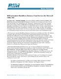 [PDF] Pressemitteilung: RIM präsentiert BlackBerry Business Cloud Services für Microsoft Office 365