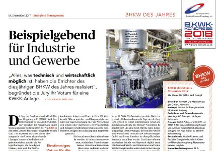 BHKW des Jahres 2017