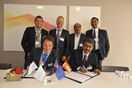 In front : left, Mathieu Louvot, Vice President of Support and Services , Eurocopter and P. R. Venketrama Raja, Vice Chairman & Managing Director, Ramco Systems © copyright Eurocopter, Patrick Penna
