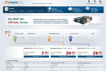 STRATO PRO Server und Geschäftskundenportal - Server Vergleich