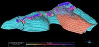 Ausschnitt des mittels advangeo® 3D Prediction Software erstellten 3D-Prognose-Modells für Zinn-Skarn-Lagerstätten im Erzgebirge