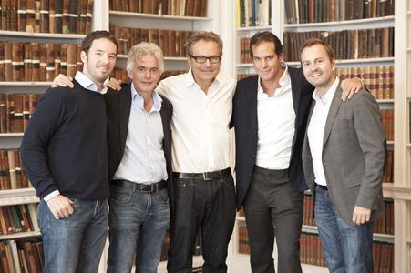 Von links: Adrian Hilti (Mitbegründer von busuu.com), Rogan Angelini-Hurll (General Partner PROFounders Capital), Martin Varsavsky (Investor von busuu.com, Unternehmer und Gründer von Fon), Brent Hoberman (Mitbegründer von lastminute.com, Investment-Partner vonPROFounders Capital), Bernhard Niesner (Mitbegründer und CEO von busuu.com)
