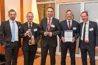(l.) N. Askamp (APMP), S. Bremer, A. Scholand, F. Schüler (arvato Systems), Klaus Pohlmann (APMP)