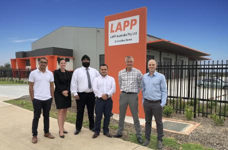 Lapp’s Australian headquarters in Eastern Creek, Sydney, The team from Lapp Australia now offers Lapp quality and service directly in Australia, From right to left: Terence Rayner – Managing Director, Simon Pullinger – General Manager, Rod Calderon - Marketing & Office Manager, Indy Saggu – Customer Service Executive, Casey Hourihan – Technical Sales Support, Michael De Leon – Warehouse Supervisor