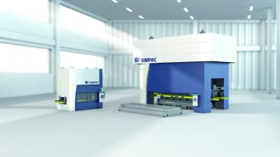 Die neuen Simpac Servopressen-Generationen MX (links) und SX (rechts) mit 3.000 bis 30.000 kN Presskraft