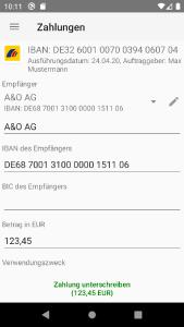 EBICS-App für Android mit Zahlungserfassung
